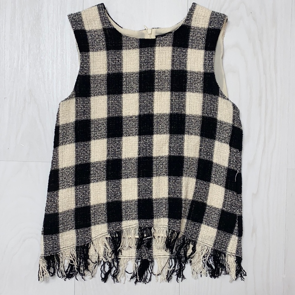 Zara collection plaid fringe shirt